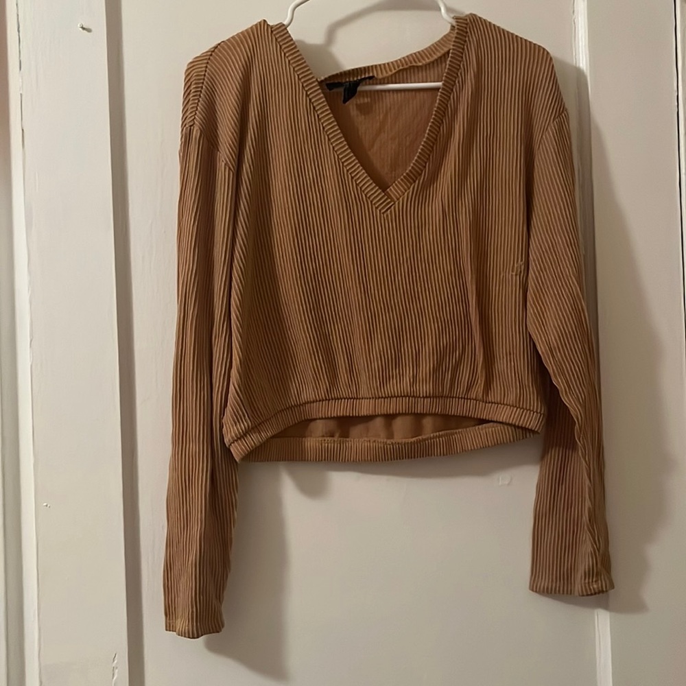 Forever 21 Mustard Yellow Cropped Long Sleeve